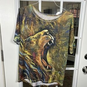 Lion Of Judah Janet Hyun Art Christian T-shirt Roaring Lion Size Large